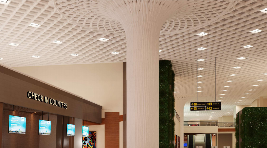 出口剛果金機(jī)場GRG鏤空吊頂GRG柱子工程 出口剛果金機(jī)場GRG鏤空吊頂GRG柱子工程