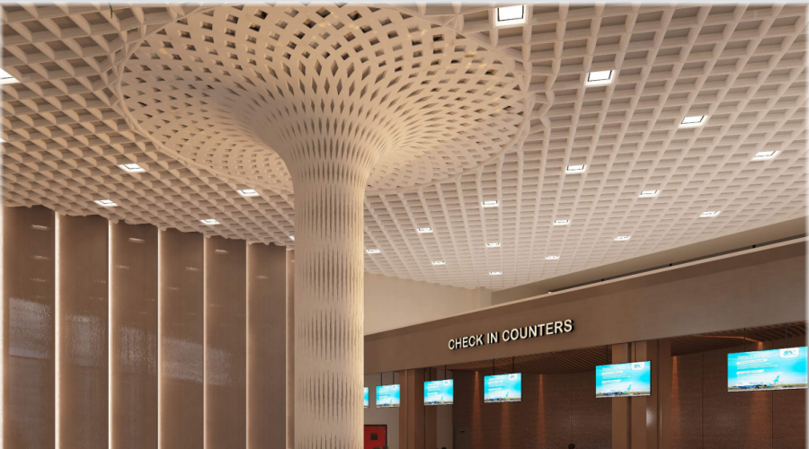 出口剛果金機(jī)場GRG鏤空吊頂GRG柱子工程 出口剛果金機(jī)場GRG鏤空吊頂GRG柱子工程