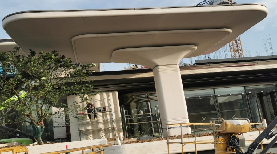 合肥華蓋售樓部UHPC柱子造型安裝落地